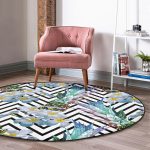 - RealHomes Dijital Baskılı Kaymaz Tabanlı Comfort Yuvarlak Halı - Realhomes Realhomes Zikzak Zeminli Yaz Egzotiği Özel Tasarımlı Renkli Mutfak Yıkanabilir Kaymaz Tabanlı Yuvarlak Halı Realhomes