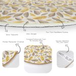 - RealHomes Dijital Baskılı Kaymaz Tabanlı Comfort Yuvarlak Halı - Realhomes  Renkli Sonbahar Yaprakları Özel Tasarımlı Modern Gold Salon ve Oturma Odası Yıkanabilir Kaymaz Tabanlı Yuvarlak Halı Realhomes