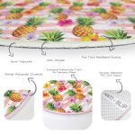 - RealHomes Dijital Baskılı Kaymaz Tabanlı Comfort Yuvarlak Halı - Realhomes Realhomes Pembe Zeminli Ananaslar Özel Tasarım Outdoor Yıkanabilir Kaymaz Tabanlı Yuvarlak Halı Realhomes