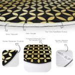 - RealHomes Dijital Baskılı Kaymaz Tabanlı Comfort Yuvarlak Halı - Realhomes  Realhomes Siyah Zeminde Gold Geometrik Desenli Ofis Yıkanabilir Kaymaz Tabanlı Yuvarlak Kadife Halı Realhomes