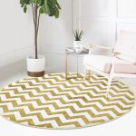 - RealHomes Dijital Baskılı Kaymaz Tabanlı Comfort Yuvarlak Halı - Realhomes  Realhomes Zikzak Altın Kabartma Desenli Modern Tasarımlı Gold Mutfak Yıkanabilir Kaymaz Tabanlı Yuvarlak Halı Realhomes