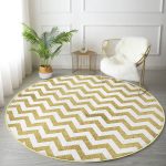 - RealHomes Dijital Baskılı Kaymaz Tabanlı Comfort Yuvarlak Halı - Realhomes  Realhomes Zikzak Altın Kabartma Desenli Modern Tasarımlı Gold Mutfak Yıkanabilir Kaymaz Tabanlı Yuvarlak Halı Realhomes