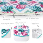 Renkli Zikzak Desenli Ananaslar Modern Tasarımlı Mutfak Yıkanabilir Kaymaz Tabanlı Yuvarlak Halı Realhomes