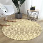 - RealHomes Dijital Baskılı Kaymaz Tabanlı Comfort Yuvarlak Halı - Realhomes  Altın Renkli Geometrik Desenli Özel Tasarım Gold Koridor ve Antre Yıkanabilir Kaymaz Tabanlı Yuvarlak Halı Realhomes