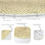 - RealHomes Dijital Baskılı Kaymaz Tabanlı Comfort Yuvarlak Halı - Realhomes  Altın Renkli Geometrik Desenli Özel Tasarım Gold Koridor ve Antre Yıkanabilir Kaymaz Tabanlı Yuvarlak Halı Realhomes