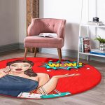 - RealHomes Dijital Baskılı Kaymaz Tabanlı Comfort Yuvarlak Halı - Realhomes  Kırmızı Zeminli Popart Wow Desenli Modern Bordo Çocuk ve Genç Odası Yıkanabilir Kaymaz Tabanlı Yuvarlak Halı Realhomes