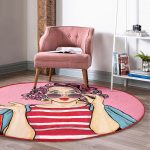 - RealHomes Dijital Baskılı Kaymaz Tabanlı Comfort Yuvarlak Halı - Realhomes  Realhomes Pembe Zeminli Popart Desenli Çocuk ve Genç Odası Yıkanabilir Kaymaz Tabanlı Yuvarlak Halı Realhomes