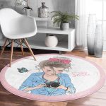 - RealHomes Dijital Baskılı Kaymaz Tabanlı Comfort Yuvarlak Halı - Realhomes  Özel Tasarım Smile Take Up Desenli Pembe Çocuk ve Genç Odası Yıkanabilir Kaymaz Tabanlı Yuvarlak Halı Realhomes