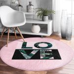 - RealHomes Dijital Baskılı Kaymaz Tabanlı Comfort Yuvarlak Halı - Realhomes  Realhomes Love Yaprak Detaylı Özel Tasarım Pembe Mutfak Yıkanabilir Kaymaz Tabanlı Yuvarlak Kadife Halı Realhomes