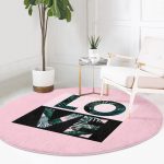 - RealHomes Dijital Baskılı Kaymaz Tabanlı Comfort Yuvarlak Halı - Realhomes  Realhomes Love Yaprak Detaylı Özel Tasarım Pembe Mutfak Yıkanabilir Kaymaz Tabanlı Yuvarlak Kadife Halı Realhomes