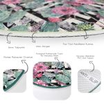 - RealHomes Dijital Baskılı Kaymaz Tabanlı Comfort Yuvarlak Halı - Realhomes  Geometrik Zeminde Çiçek ve Kaktüsler Özel Tasarım Yeşil Salon Oturma Odası Yıkanabilir Kaymaz Tabanlı Yuvarlak Halı Realhomes