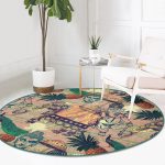 - RealHomes Dijital Baskılı Kaymaz Tabanlı Comfort Yuvarlak Halı - Realhomes Etnik Afrika Temalı Özel Tasarımlı Renkli Salon ve Oturma Odası Yıkanabilir Kaymaz Tabanlı Yuvarlak Halı Realhomes