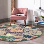 - RealHomes Dijital Baskılı Kaymaz Tabanlı Comfort Yuvarlak Halı - Realhomes Etnik Afrika Temalı Özel Tasarımlı Renkli Salon ve Oturma Odası Yıkanabilir Kaymaz Tabanlı Yuvarlak Halı Realhomes