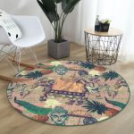- RealHomes Dijital Baskılı Kaymaz Tabanlı Comfort Yuvarlak Halı - Realhomes Etnik Afrika Temalı Özel Tasarımlı Renkli Salon ve Oturma Odası Yıkanabilir Kaymaz Tabanlı Yuvarlak Halı Realhomes