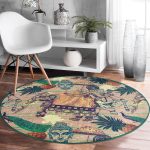 - RealHomes Dijital Baskılı Kaymaz Tabanlı Comfort Yuvarlak Halı - Realhomes Etnik Afrika Temalı Özel Tasarımlı Renkli Salon ve Oturma Odası Yıkanabilir Kaymaz Tabanlı Yuvarlak Halı Realhomes