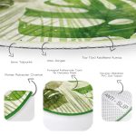 - RealHomes Dijital Baskılı Kaymaz Tabanlı Comfort Yuvarlak Halı - Realhomes  Ekru Zeminde Amazon Yaprakları Özel Tasarım Yeşil Salon ve Oturma Odası Yıkanabilir Kaymaz Tabanlı Yuvarlak Halı Realhomes