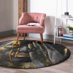 - RealHomes Dijital Baskılı Kaymaz Tabanlı Comfort Yuvarlak Halı - Realhomes  Gold Afrika Woman Tasarımlı 3D Modern Siyah Salon ve Oturma Odası Yıkanabilir Kaymaz Tabanlı Yuvarlak Halı Realhomes