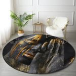- RealHomes Dijital Baskılı Kaymaz Tabanlı Comfort Yuvarlak Halı - Realhomes  Gold Afrika Woman Tasarımlı 3D Modern Siyah Salon ve Oturma Odası Yıkanabilir Kaymaz Tabanlı Yuvarlak Halı Realhomes