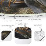 - RealHomes Dijital Baskılı Kaymaz Tabanlı Comfort Yuvarlak Halı - Realhomes  Gold Afrika Woman Tasarımlı 3D Modern Siyah Salon ve Oturma Odası Yıkanabilir Kaymaz Tabanlı Yuvarlak Halı Realhomes