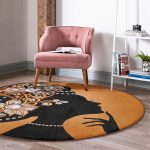 - RealHomes Dijital Baskılı Kaymaz Tabanlı Comfort Yuvarlak Halı - Realhomes  Zarafet Turuncu Zeminli Özel Tasarım Salon ve Oturma Odası Yıkanabilir Kaymaz Tabanlı Yuvarlak Halı Realhomes