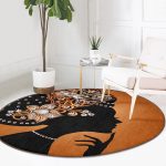 - RealHomes Dijital Baskılı Kaymaz Tabanlı Comfort Yuvarlak Halı - Realhomes  Zarafet Turuncu Zeminli Özel Tasarım Salon ve Oturma Odası Yıkanabilir Kaymaz Tabanlı Yuvarlak Halı Realhomes