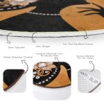 - RealHomes Dijital Baskılı Kaymaz Tabanlı Comfort Yuvarlak Halı - Realhomes  Zarafet Turuncu Zeminli Özel Tasarım Salon ve Oturma Odası Yıkanabilir Kaymaz Tabanlı Yuvarlak Halı Realhomes