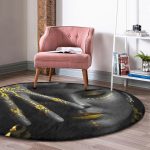 - RealHomes Dijital Baskılı Kaymaz Tabanlı Comfort Yuvarlak Halı - Realhomes  Siyahi Kadın Tasarımlı 3D Dijital Baskılı Modern Siyah Salon ve Oturma Odası Yıkanabilir Kaymaz Tabanlı Yuvarlak Halı Realhomes