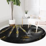 - RealHomes Dijital Baskılı Kaymaz Tabanlı Comfort Yuvarlak Halı - Realhomes  Siyahi Kadın Tasarımlı 3D Dijital Baskılı Modern Siyah Salon ve Oturma Odası Yıkanabilir Kaymaz Tabanlı Yuvarlak Halı Realhomes