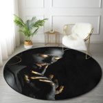 - RealHomes Dijital Baskılı Kaymaz Tabanlı Comfort Yuvarlak Halı - Realhomes  Siyahı Kadın Motifli Özel Tasarım Siyah Salon ve Oturma Odası Yıkanabilir Kaymaz Tabanlı Yuvarlak Halı Realhomes