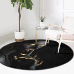 - RealHomes Dijital Baskılı Kaymaz Tabanlı Comfort Yuvarlak Halı - Realhomes  Siyahı Kadın Motifli Özel Tasarım Siyah Salon ve Oturma Odası Yıkanabilir Kaymaz Tabanlı Yuvarlak Halı Realhomes