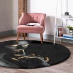 - RealHomes Dijital Baskılı Kaymaz Tabanlı Comfort Yuvarlak Halı - Realhomes  Siyahı Kadın Motifli Özel Tasarım Siyah Salon ve Oturma Odası Yıkanabilir Kaymaz Tabanlı Yuvarlak Halı Realhomes