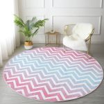 - RealHomes Dijital Baskılı Kaymaz Tabanlı Comfort Yuvarlak Halı - Realhomes Realhomes Renkli Zikzak Tasarımlı 3D Dijital Baskılı Pembe Mutfak Yıkanabilir Kaymaz Tabanlı Yuvarlak Halı Realhomes