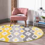 - RealHomes Dijital Baskılı Kaymaz Tabanlı Comfort Yuvarlak Halı - Realhomes  Realhomes Sarı Gri Zikzak Desenli Modern Tasarımlı Gold Mutfak Yıkanabilir Kaymaz Tabanlı Yuvarlak Halı Realhomes