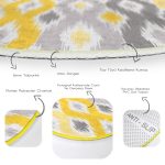 - RealHomes Dijital Baskılı Kaymaz Tabanlı Comfort Yuvarlak Halı - Realhomes  Realhomes Sarı Gri Zikzak Desenli Modern Tasarımlı Gold Mutfak Yıkanabilir Kaymaz Tabanlı Yuvarlak Halı Realhomes