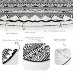 - RealHomes Dijital Baskılı Kaymaz Tabanlı Comfort Yuvarlak Halı - Realhomes Siyah Beyaz African Motifli Modern Salon ve Oturma Odası Yıkanabilir Kaymaz Tabanlı Yuvarlak Halı Realhomes