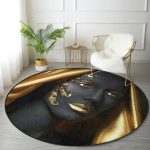 - RealHomes Dijital Baskılı Kaymaz Tabanlı Comfort Yuvarlak Halı - Realhomes Afrika Kadın İnsan Figürlü Modern Siyah Salon ve Oturma Odası Yıkanabilir Kaymaz Tabanlı Yuvarlak Halı Realhomes