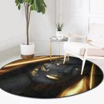 - RealHomes Dijital Baskılı Kaymaz Tabanlı Comfort Yuvarlak Halı - Realhomes Afrika Kadın İnsan Figürlü Modern Siyah Salon ve Oturma Odası Yıkanabilir Kaymaz Tabanlı Yuvarlak Halı Realhomes