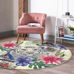 - RealHomes Dijital Baskılı Kaymaz Tabanlı Comfort Yuvarlak Halı - Realhomes  Özel Tasarım Suluboya Amazon Desenli Dijital Baskılı Renkli Outdoor Yıkanabilir Kaymaz Tabanlı Yuvarlak Halı Realhomes