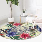 - RealHomes Dijital Baskılı Kaymaz Tabanlı Comfort Yuvarlak Halı - Realhomes  Özel Tasarım Suluboya Amazon Desenli Dijital Baskılı Renkli Outdoor Yıkanabilir Kaymaz Tabanlı Yuvarlak Halı Realhomes
