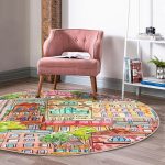 - RealHomes Dijital Baskılı Kaymaz Tabanlı Comfort Yuvarlak Halı - Realhomes  Rengarenk Evler Özel Tasarımlı Modern Kumaş Renkli Çocuk ve Genç Odası Yıkanabilir Kaymaz Tabanlı Yuvarlak Halı Realhomes