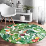 - RealHomes Dijital Baskılı Kaymaz Tabanlı Comfort Yuvarlak Halı - Realhomes  Realhomes Tropik Kaktüs Motifli Dijital Baskılı Modern Yeşil Outdoor Yıkanabilir Kaymaz Tabanlı Yuvarlak Halı Realhomes