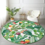 - RealHomes Dijital Baskılı Kaymaz Tabanlı Comfort Yuvarlak Halı - Realhomes  Realhomes Tropik Kaktüs Motifli Dijital Baskılı Modern Yeşil Outdoor Yıkanabilir Kaymaz Tabanlı Yuvarlak Halı Realhomes