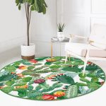 - RealHomes Dijital Baskılı Kaymaz Tabanlı Comfort Yuvarlak Halı - Realhomes  Realhomes Tropik Kaktüs Motifli Dijital Baskılı Modern Yeşil Outdoor Yıkanabilir Kaymaz Tabanlı Yuvarlak Halı Realhomes