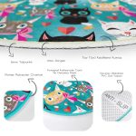 - RealHomes Dijital Baskılı Kaymaz Tabanlı Comfort Yuvarlak Halı - Realhomes  Mavi Zeminde Kedicikler Özel Tasarım Modern Turkuaz Çocuk ve Genç Odası Yıkanabilir Kaymaz Tabanlı Yuvarlak Halı Realhomes