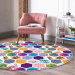 - RealHomes Dijital Baskılı Kaymaz Tabanlı Comfort Yuvarlak Halı - Realhomes  Realhomes Renkli Mozaik Desenli Modern Dijital Baskılı Balkon Yıkanabilir Kaymaz Tabanlı Yuvarlak Halı Realhomes