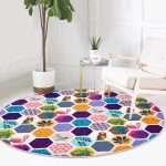 - RealHomes Dijital Baskılı Kaymaz Tabanlı Comfort Yuvarlak Halı - Realhomes  Realhomes Renkli Mozaik Desenli Modern Dijital Baskılı Balkon Yıkanabilir Kaymaz Tabanlı Yuvarlak Halı Realhomes