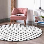 - RealHomes Dijital Baskılı Kaymaz Tabanlı Comfort Yuvarlak Halı - Realhomes Beyaz Zemin Siyah Kalp Desenli Özel Tasarımlı Dijital Baskılı Modern Çocuk ve Genç Odası Kaymaz Tabanlı Yuvarlak Halı Realhomes