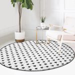 - RealHomes Dijital Baskılı Kaymaz Tabanlı Comfort Yuvarlak Halı - Realhomes Beyaz Zemin Siyah Kalp Desenli Özel Tasarımlı Dijital Baskılı Modern Çocuk ve Genç Odası Kaymaz Tabanlı Yuvarlak Halı Realhomes