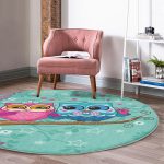 - RealHomes Dijital Baskılı Kaymaz Tabanlı Comfort Yuvarlak Halı - Realhomes  Ağaçta Sevimli Baykuşlar Modern Tasarım Dijital Baskılı Renkli Çocuk ve Genç Odası Yıkanabilir Kaymaz Tabanlı Yuvarlak Halı Realhomes