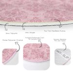 - RealHomes Dijital Baskılı Kaymaz Tabanlı Comfort Yuvarlak Halı - Realhomes  Pudra Renkli Özel Tasarım Dijital Baskılı Modern Siyah Salon ve Oturma Odası Yıkanabilir Kaymaz Tabanlı Yuvarlak Halı Realhomes